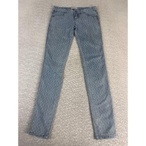 Free People Jeans Womens 26 Blue Low Rise Skinny Geometric Pattern Denim
